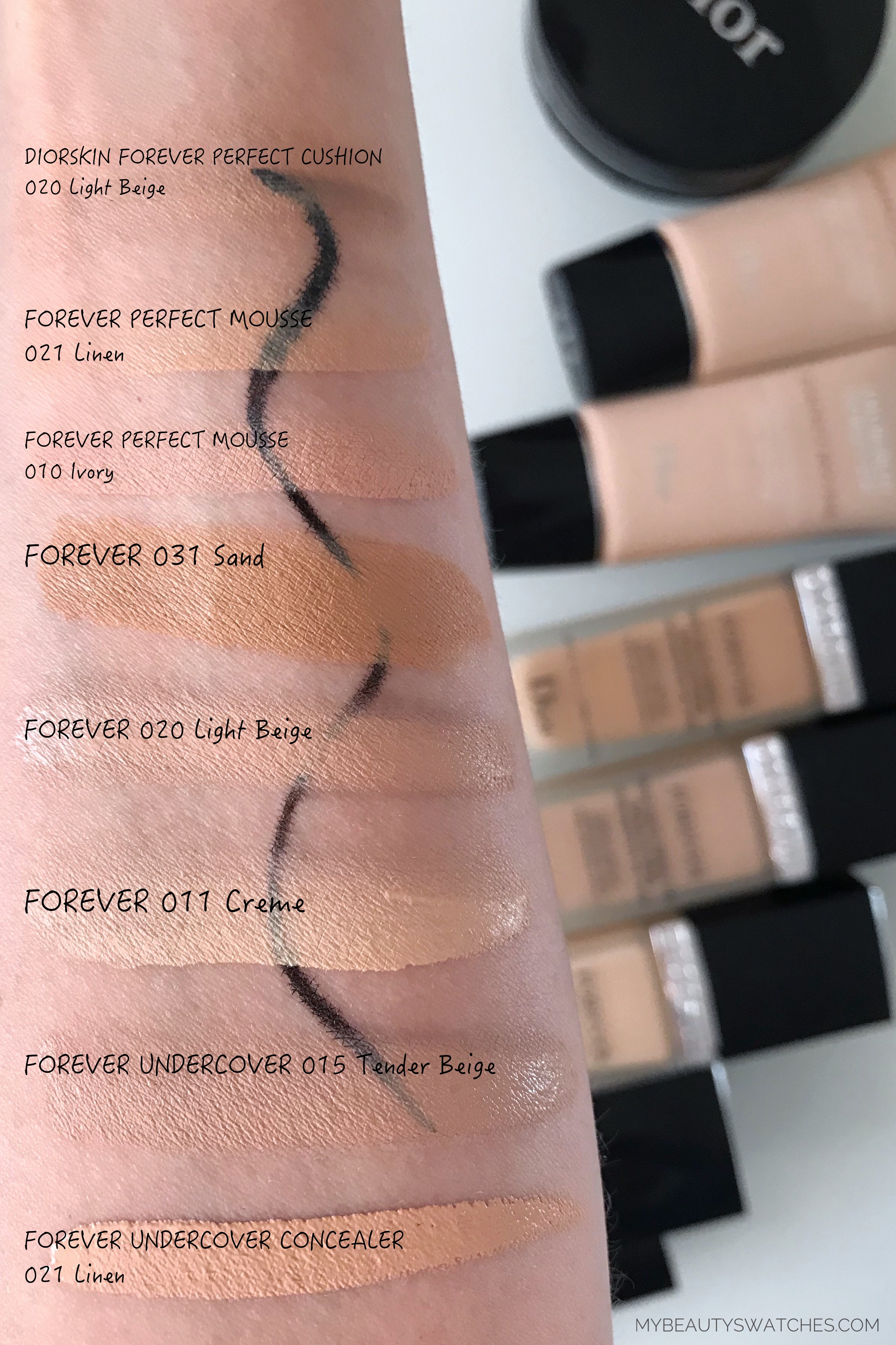 dior mousse foundation swatches